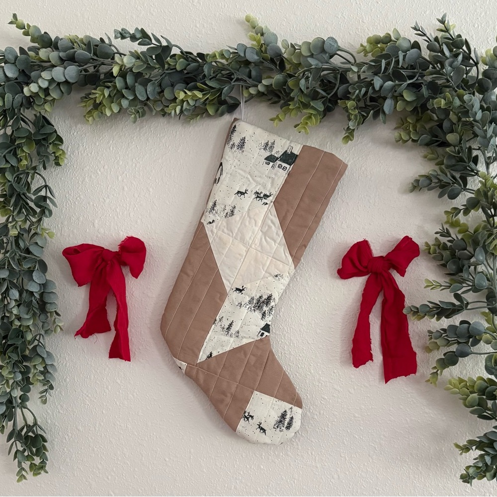 Holiday Stocking with Brown and White Design